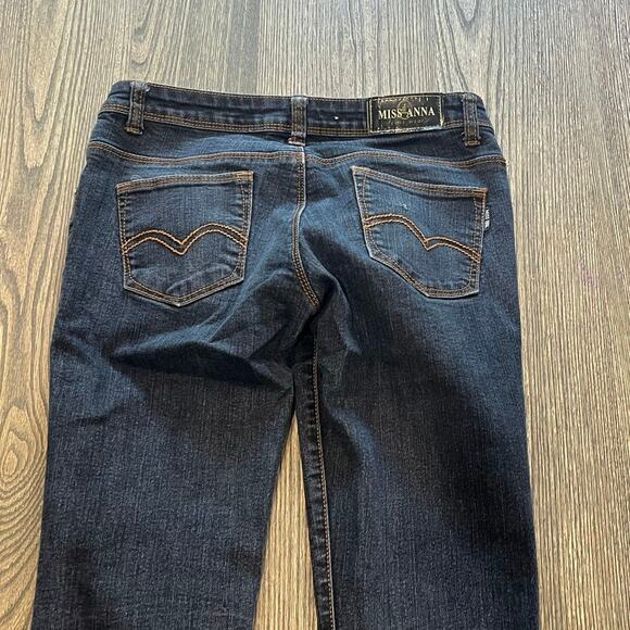 Miss Anna Womens Flare Jeans Mid Rise Denim 5 Pockets Dark Wash Blue Size 38 - Picture 10 of 11